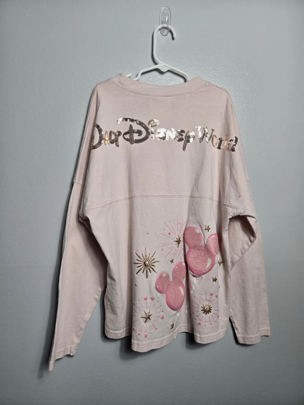 Disney Parks Walt Disney World Pink Glitter Mickey Balloon Spirit Jersey Top XL
